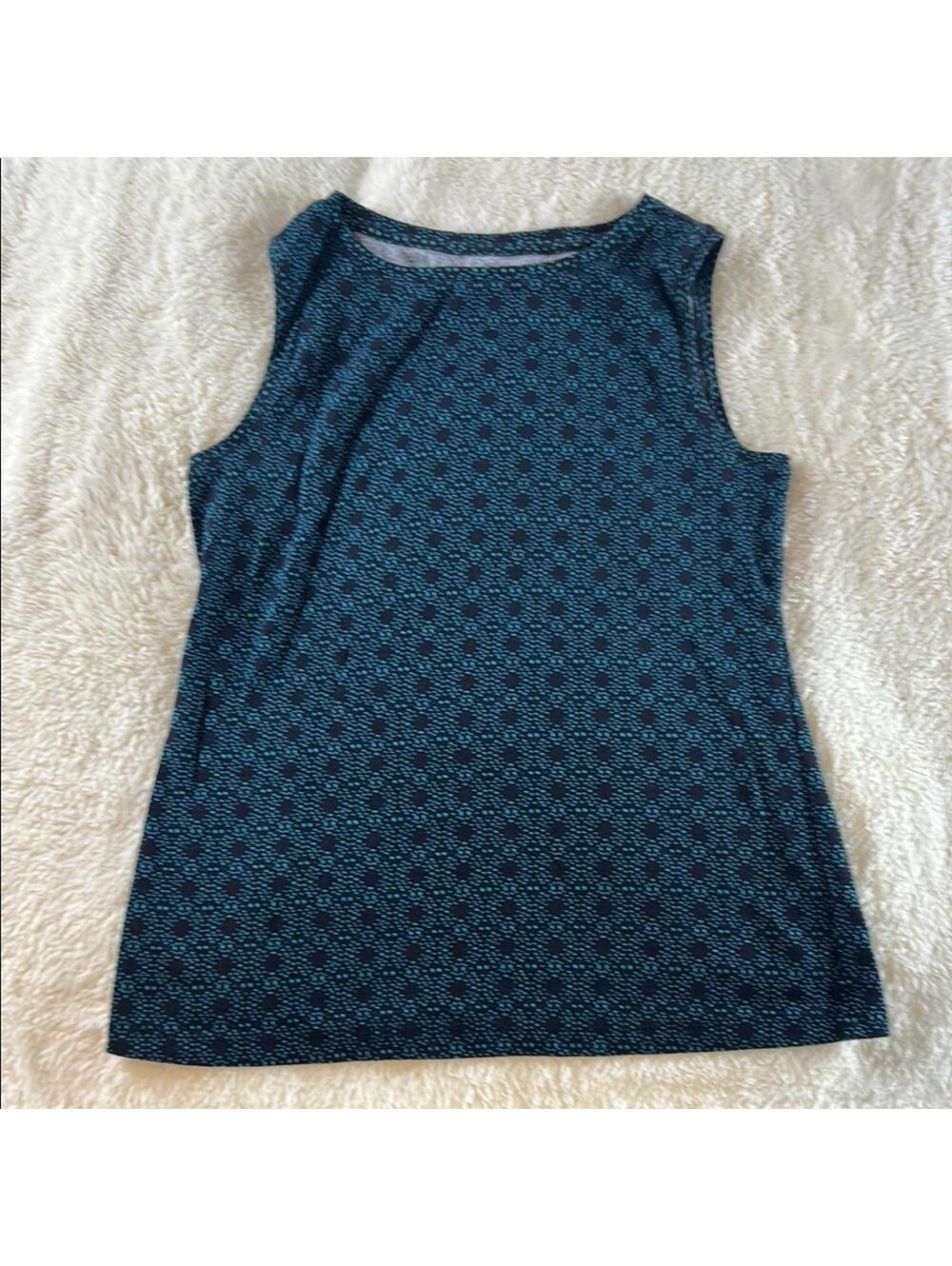 Croft & Barrow Women's Blue Eyelet Sleeveless Tank Top Knit Casual Summer Blouse